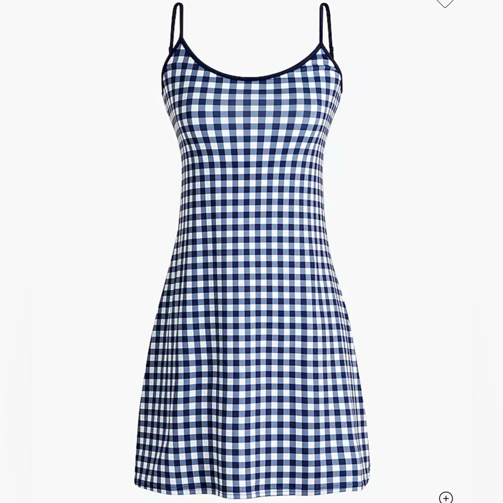 J. Crew Factory Navy and White Checkered Mini Dress